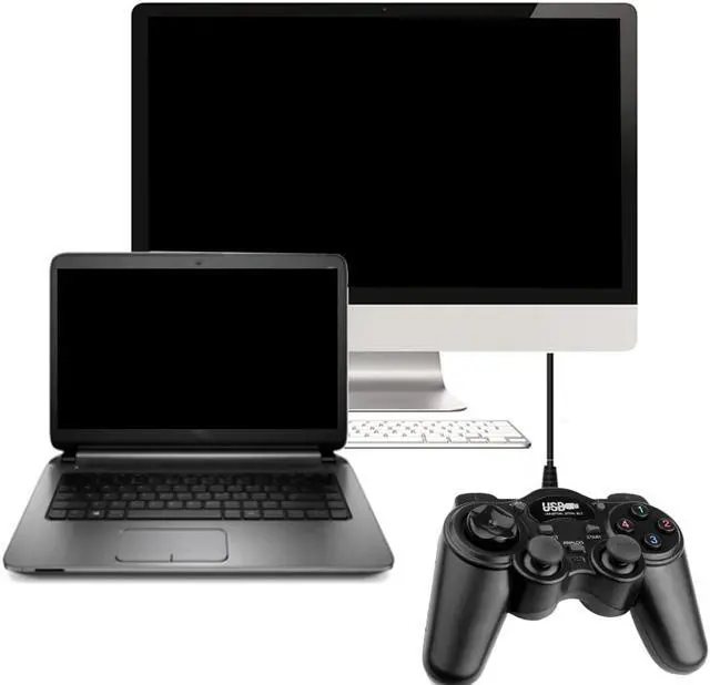Alt view image 3 of 5 - Computer Laptop Game Controller USB ABS Plastic Wired Gamepad Turbo Auto Function