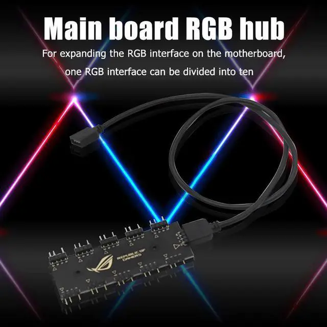 Alt view image 3 of 5 - 5V 3Pin/12V 4Pin RGB Synchronization HUB Splitter 1 to 10 RGB SYNC Extension Cable for AURA Sata Type Hub RBG