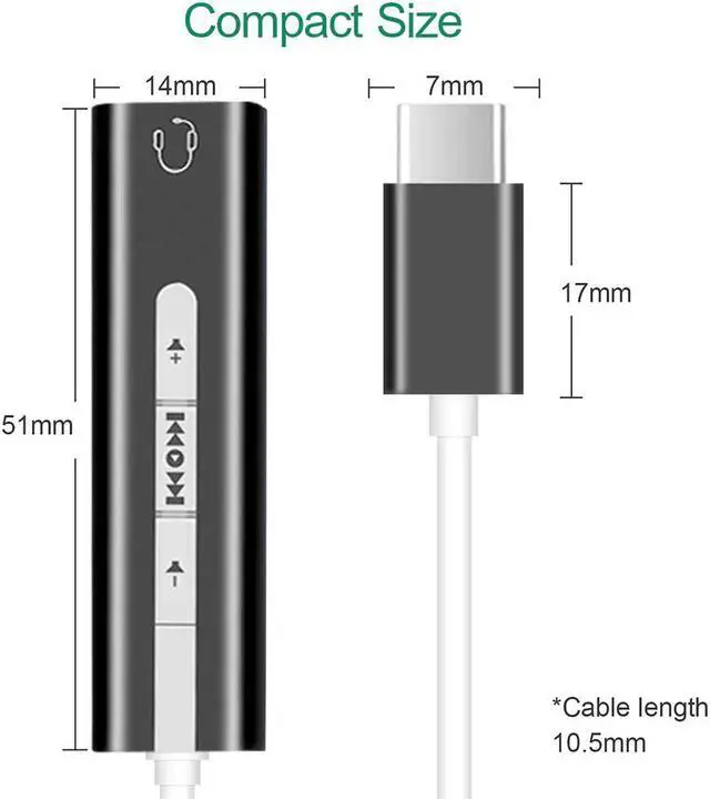 Alt view image 3 of 6 - External USB Sound Card USB C to 3.5mm Jack Audio Microphone Headphone Adapter for Macbook PC Laptop Sound Card