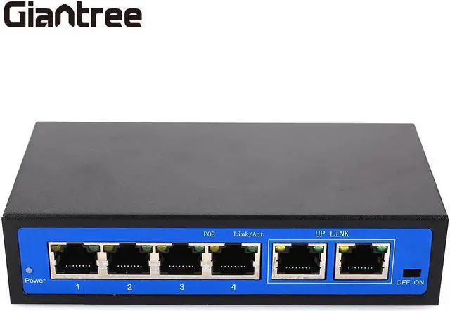 Main image of Ethernet Switch 4 Injector Camera Universal Switch 10/100 Mbps Home Network Switches Router 4+2 Ports