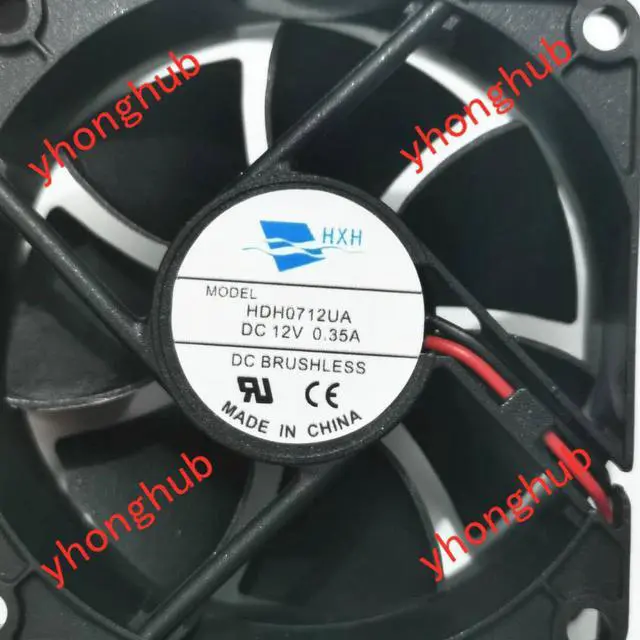 Alt view image 3 of 4 - HDH0712UA DC 12V 0.35A 70x70x25mm 2-Wire Server Cooling Fan