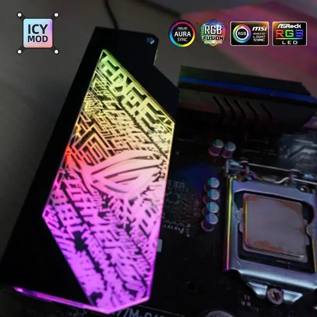 Alt view image 2 of 5 - Motherboard IO Lighting Panel Customizable MOBO Decoration 5V/12V Customize Mainboard Mirror Panel AURA Water Cooler Custom