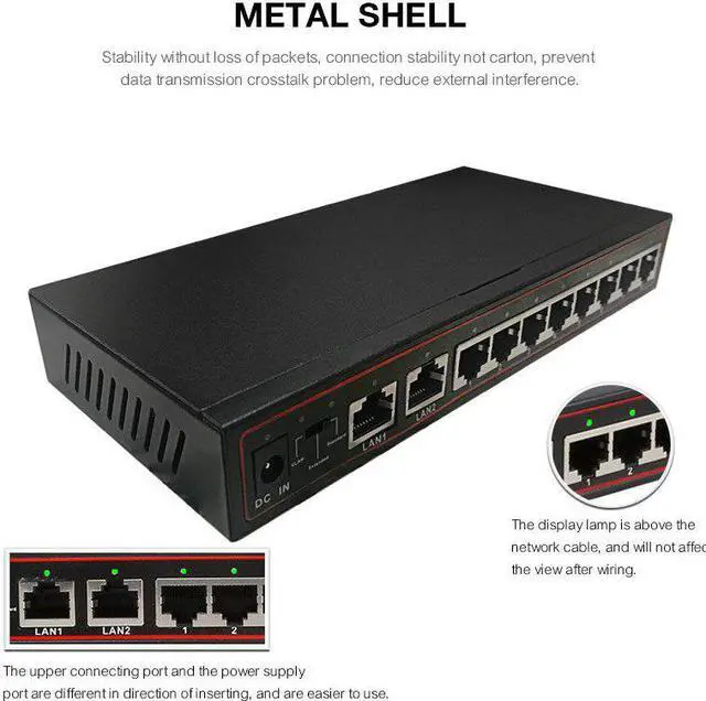 Main image of 10 Ports SPOE Network Switch 10/100Mbps Network Vlan Smart Switch 250M POE Power Over Ethernet Switch POE Network For IP Camera