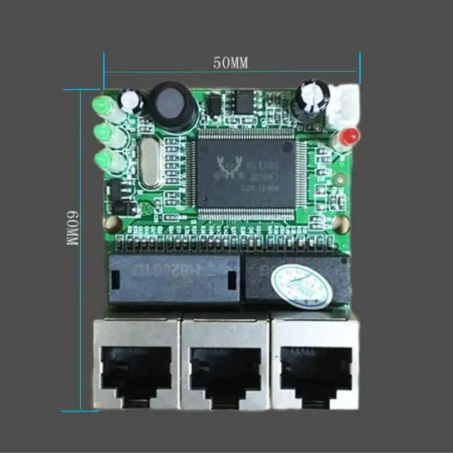 Alt view image 5 of 5 - switch mini 3 port ethernet switch 10 / 100mbps rj45 network switch hub pcb module board for system integration module