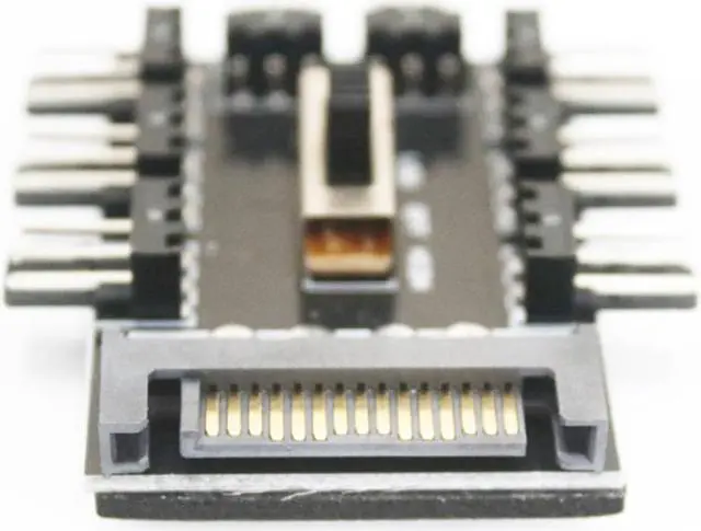 Alt view image 4 of 5 - Cooler Cooling Fan Hub Practical Multi-functional Classic PC SATA 1 to 8 3Pin 12V Power Socket PCB Adapter