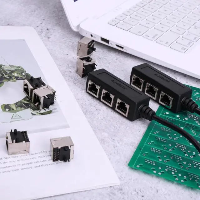 Alt view image 4 of 5 - Connector Ethernet Cable Splitter 1 Male To 3 Female Port LAN Network Plug  Adapter Ethernet Network Cable Accessories