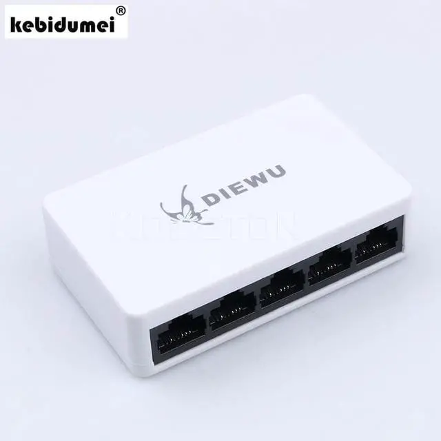 Main image of New 5 Ports 10 100 Mbps Fast Ethernet LAN RJ45 Network Switch Switcher Hub Desktop PC with US EU Power adapter High quality
