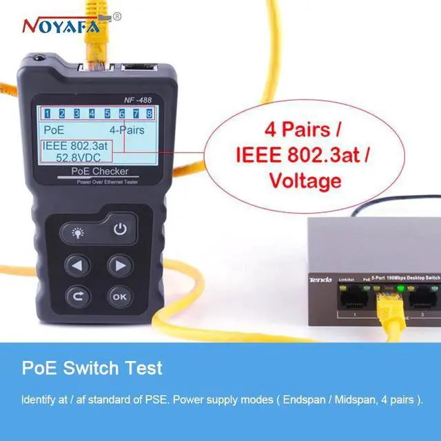 Alt view image 4 of 5 - NF-488 PoE power test Network PoE Tester checker Over the Ethernet cat5,cat6 Lan tester network tools PoE Switch test