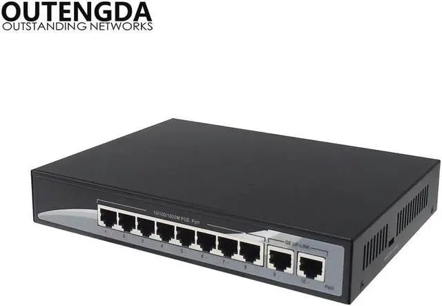 Alt view image 3 of 5 - 10 Port POE Switch 10/100/1000Mbps Poe Standard 802.3af/at Network Switch for IP Cameras and Wireless AP
