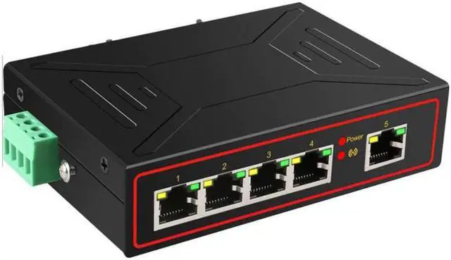 Alt view image 3 of 5 - 5 Ports Industrial Ethernet Switch 10/100/1000Mbp Gigabit Network Switch DIN Rail Type Network Lan Hub adapter Signal Strengthen