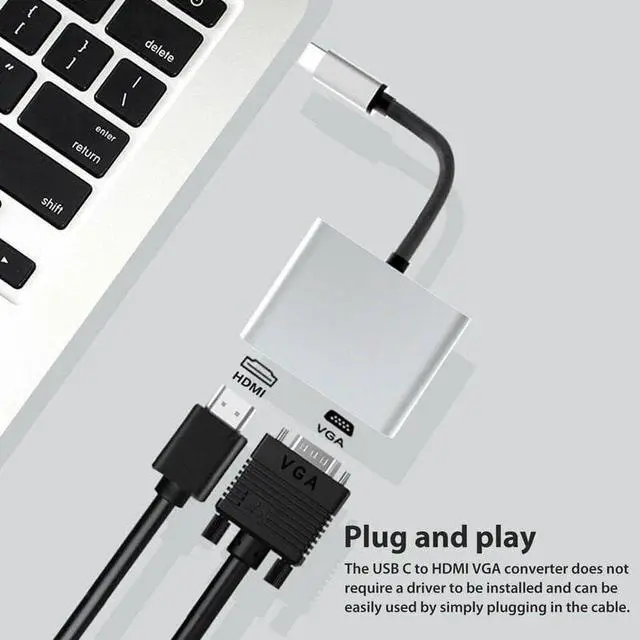 Alt view image 2 of 5 - C Hub USB C Docking Station  C to HDMI USB3.1 VGA PD Adapter for MacBook    c converter 3 in 1