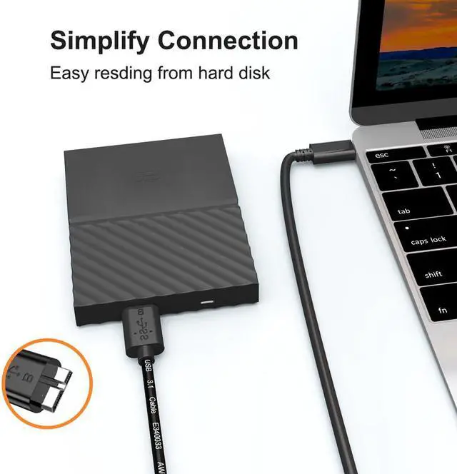Alt view image 3 of 5 - B USB C 3.0 Cable 5Gbps External Hard Drive Disk HDD Cable for  S5 Note3    HDD Data USB3.1 Cables