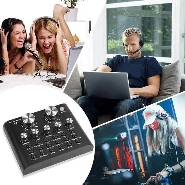Alt view image 5 of 5 - Live Sound Card Portable o Mixer DJ Sound Mixer for Recording Microphone Guitar External Computer Phone