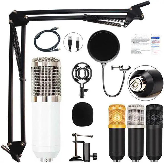 Alt view image 3 of 5 - USB Condenser Microphone Kits for Karaoke Computer Microphone for Sound Studio Recording BM 800 PC Microfone Gamer
