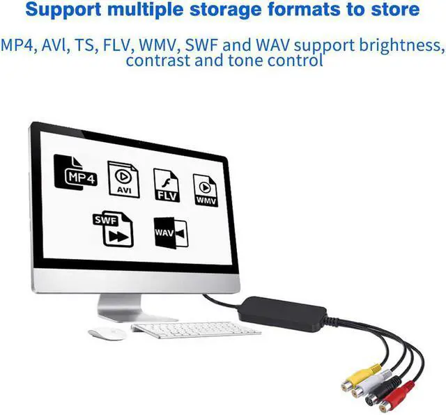 Alt view image 3 of 5 - Easy Cap VHS To DVD Mini Portable For PC Audio Video  Card TV Digitizes Adapter ABS Live Streaming Plug And Play