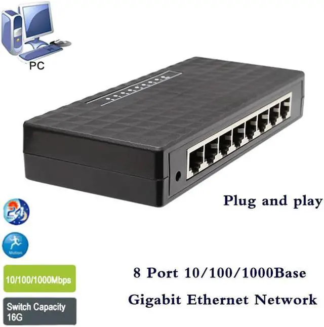 Main image of speed 8 Port Network Gigabit Switch 10/100/1000Mbps Fast Ethernet Switcher Lan Hub Full/Half duplex Exchange Plug and Play