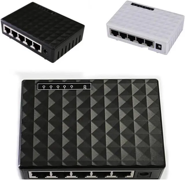 Alt view image 2 of 5 - High Quality Mini 5 Port 10/100Mbps Base Gigabit Switch HUB RJ45 LAN Ethernet Fast Desktop Network Switches Black/White