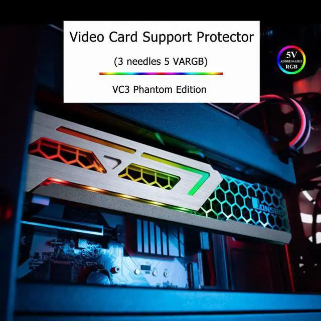Alt view image 3 of 5 - V3 Gorgeous Graphics Card Support Frame 5V 3 Pin ARGB Video Card Holder GPU Bracket for Motherboard Water Cooling Stand