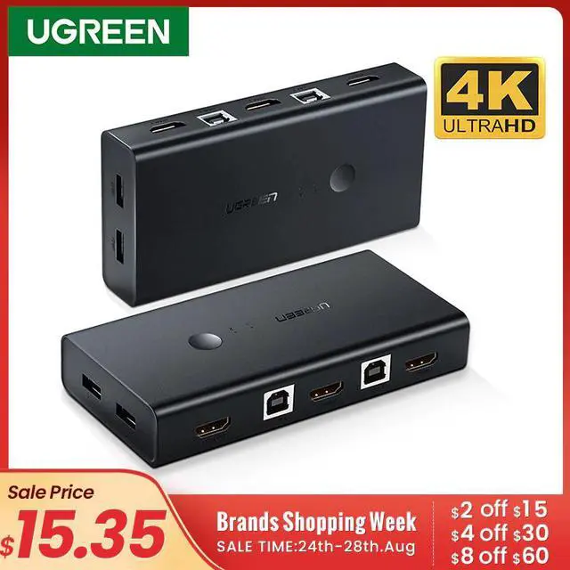 Main image of HDMI KVM Switch 2 Port 4K USB Switch KVM VGA Switcher Splitter Box for Sharing Printer Keyboard Mouse KVM Switch HDMI VGA