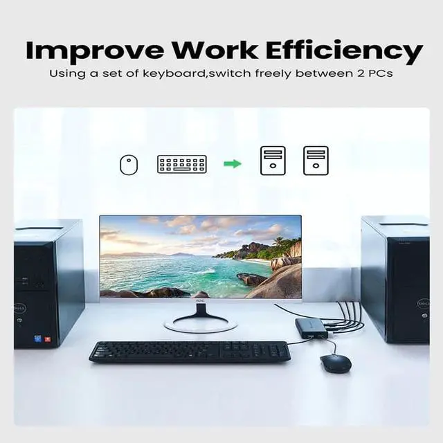 Alt view image 3 of 5 - HDMI KVM Switch 2 Port 4K USB Switch KVM VGA Switcher Splitter Box for Sharing Printer Keyboard Mouse KVM Switch HDMI VGA