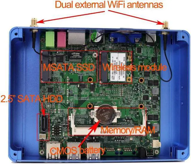 Alt view image 4 of 5 - Mini PC Windows 10  Core i3 4010Y i5 4200Y i7 4500U Dual Core Fanless Mini Desktop PC HDMI VGA WiFi Nettop HTPC 4K