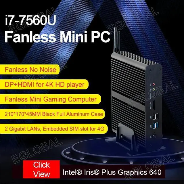 Alt view image 4 of 4 - 2019  Mini Pc Windows 10 Core i7 8550U 8565U Fanless  Core I5 8250U Processor Nettop Micro DDR4 Barebone Gaming PC