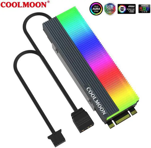 Main image of Colorful ARGB M2 SSD Heatsink 5V 3Pin NVME NGFF M.2 2280 Solid State Drive Hard Disk Cooling Radiator Heat Sink Cooler Vest Aluminum Heat Sink with Thermal Pad