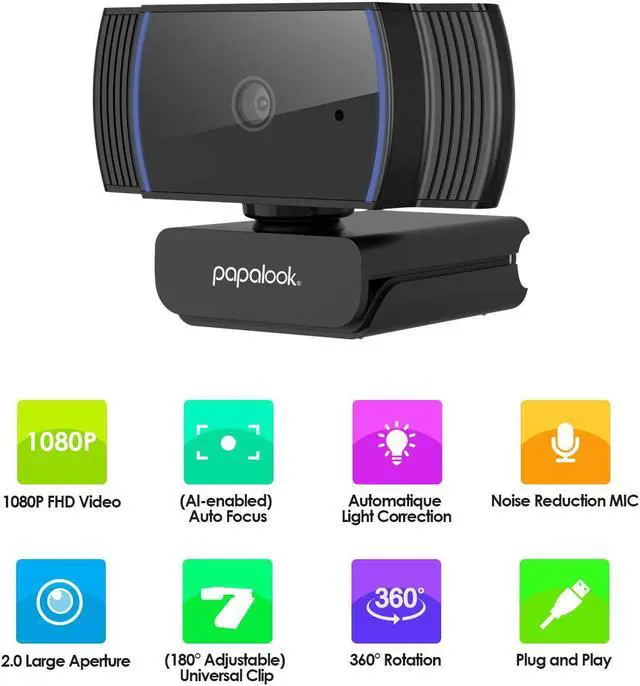 Alt view image 6 of 7 - Webcam 1080P, AF925 USB Streaming Web Camera with AutoFocus and Noise Reduction Microphone, for Laptop Monitor Mac PC, OBS, Skype, YouTube, Twitch
