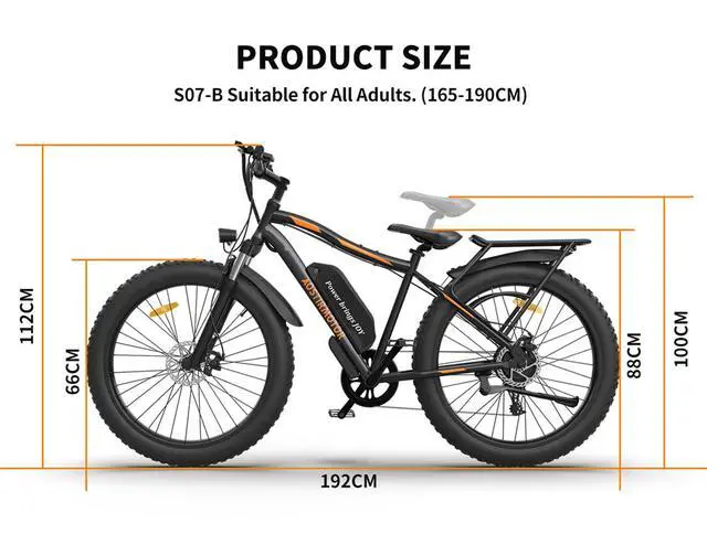 Alt view image 6 of 7 - AOSTIRMOTOR S07-B 750W Electric Bicycle, 26" * 4" Fat Tire, 48V 13AH Removable Lithium Battery, Max Speed 28MPH, Shimano 7-Speed, Front Fork Suspension(Black)