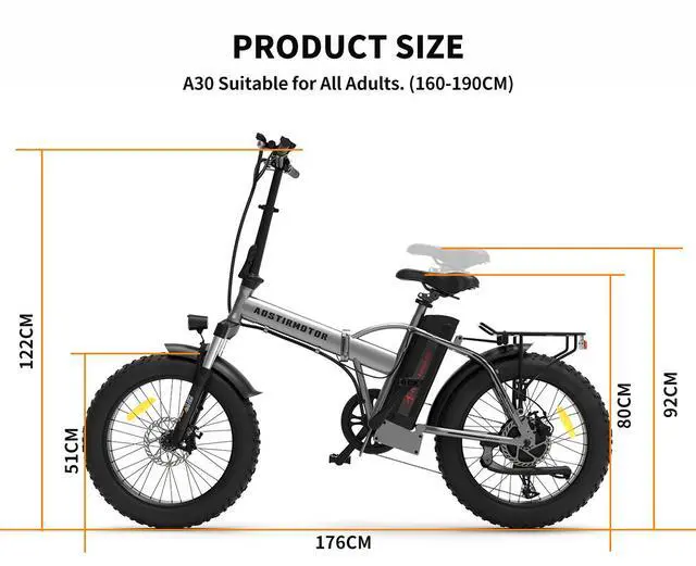 Alt view image 6 of 7 - AOSTIRMOTOR A30 750W Electric Bike, 20" Fat Tire, 48V 13AH Removable Lithium Battery, Max Speed 28MPH, Shimano 7-Speed, Front Fork Suspension