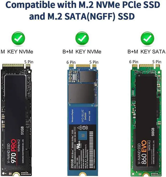 Alt view image 5 of 8 - M.2 NVMe+SATA SSD Enclosure Adapter, USB C 3.1 Gen 2 10Gbps NVMe PCIe/SATA (NGFF) M-Key(B+M Key), ANKMAX UC312M2 Support UASP Trim for SSD, Tool-Free Aluminum Solid State Drive External Enclosure