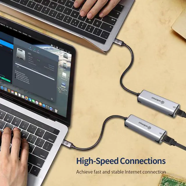 Alt view image 4 of 8 - USB C to LAN 2.5G Adapter Ankmax UC312G2 USB Type C to RJ45 Wired LAN Adapter Transfer Speed up to 2.5Gbps Gigabit Ethernet Adapter, Small Design Drive not Required, Compatible with Type C Devices