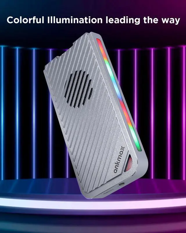 Alt view image 4 of 7 - ANKMAX USB4 SSD Enclosure with Fan and RGB Light for NVMe M.2 SSD, UC4M3 USB4.0 Type-C 40Gbps Interface Compatible with Thunderbolt 3/4 USB4.0/3.1/3.0, Tool-Free Aluminum External Hard Drive Enclosure