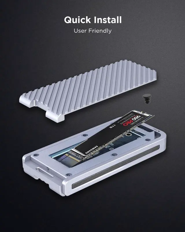 Alt view image 6 of 7 - ANKMAX USB4 SSD Enclosure with Fan and RGB Light for NVMe M.2 SSD, UC4M3 USB4.0 Type-C 40Gbps Interface Compatible with Thunderbolt 3/4 USB4.0/3.1/3.0, Tool-Free Aluminum External Hard Drive Enclosure