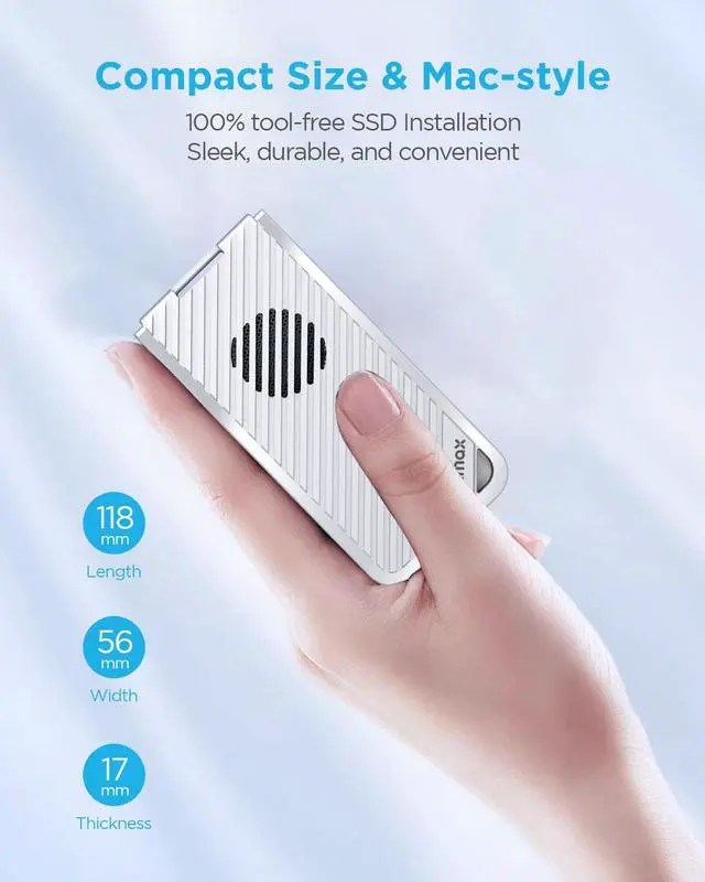 Alt view image 7 of 7 - ANKMAX USB4 SSD Enclosure with Fan and RGB Light for NVMe M.2 SSD, UC4M3 USB4.0 Type-C 40Gbps Interface Compatible with Thunderbolt 3/4 USB4.0/3.1/3.0, Tool-Free Aluminum External Hard Drive Enclosure