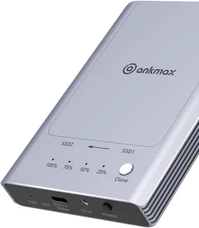 Main image of Ankmax NVMe M.2 Duplicator M2U32C Dual-Bay Offline Clone SSD Docking Station, Tool-Free Aluminum 2bay External SSD Enclosure USB3.2 10Gbps, Support One-Key System Disk Cloner