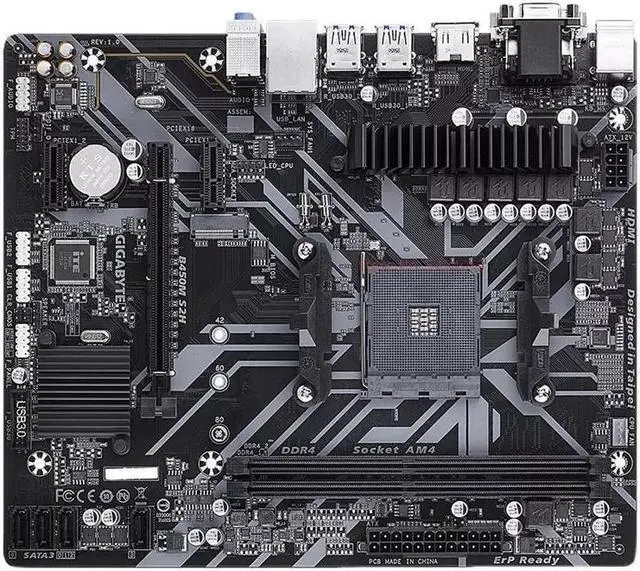 Alt view image 2 of 6 - GIGABYTE B450M S2H AM4 AMD B450 SATA 6Gb/s USB 3.1 HDMI Micro ATX AMD 32G M.2 slot Double Channel Motherboard