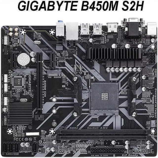 Alt view image 4 of 6 - GIGABYTE B450M S2H AM4 AMD B450 SATA 6Gb/s USB 3.1 HDMI Micro ATX AMD 32G M.2 slot Double Channel Motherboard