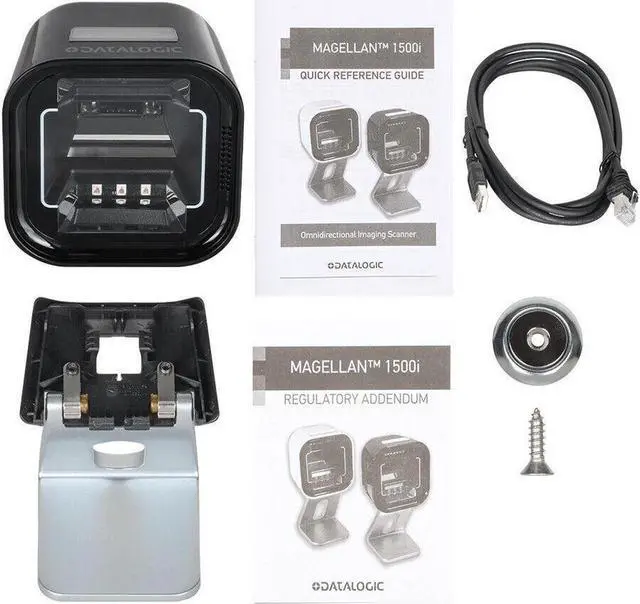 Alt view image 7 of 7 - Datalogic Magellan 1500i PN:MG1501-10211-0200 USB  Handsfree 2D Barcode Scanner w Stand & Cable,Corded, Magellan 1500i, Black, Standard Configuration, 2D, Tilting Stand with Magnetic Base, USB A Cable