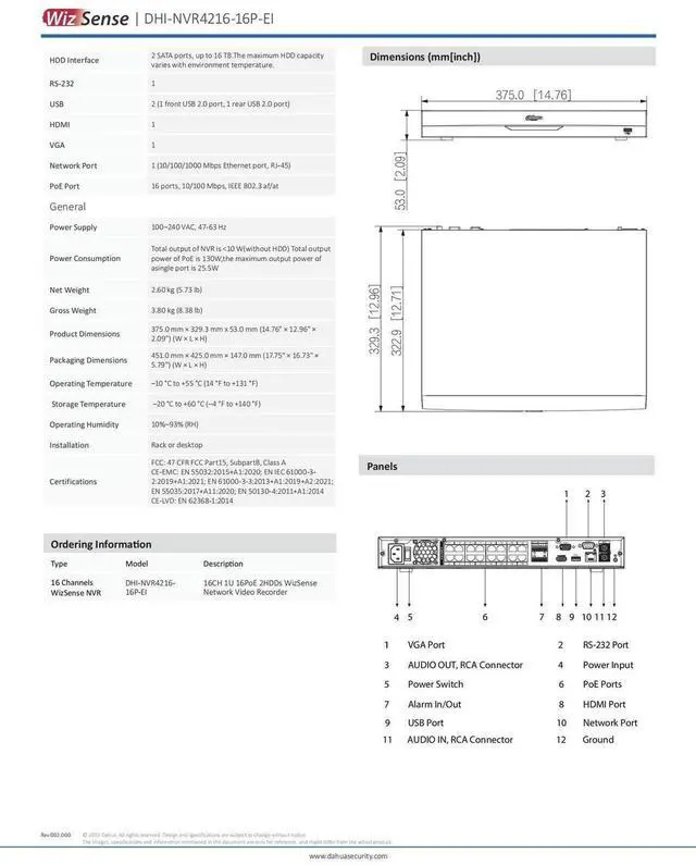 Alt view image 6 of 6 - Dah,ua NVR4232-16P-EI 32CH 16PoE WizSense NVR Network Video Recorder CCTV System