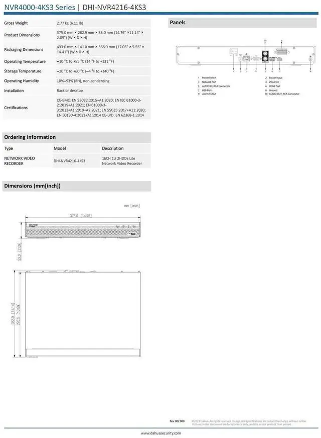 Alt view image 5 of 5 - Dah,ua NVR4216-4KS3 16CH NVR Network Video Recorder For Security Camera System