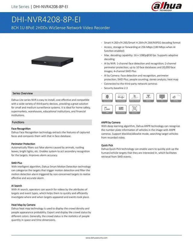 Alt view image 4 of 6 - Dah,ua 4K 8 Channel PoE NVR System Playback Network Video Recorder NVR4208-8P-EI