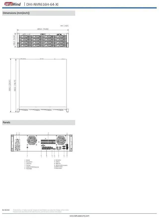 Alt view image 7 of 14 - Dah,ua 4k 8k 32MP 64CH AI NVR616H-64-XI 3U 16HDDs WizMind Network Video Recorder