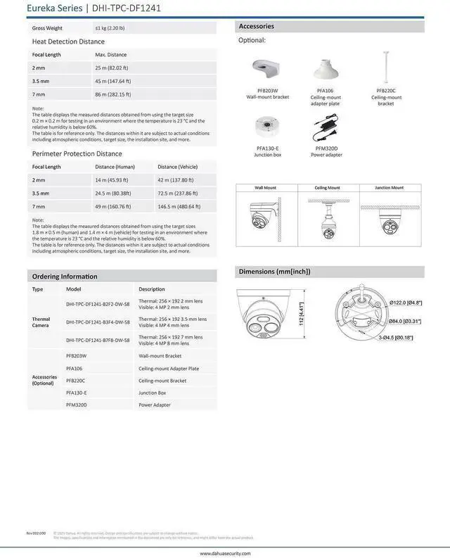 Alt view image 6 of 7 - TPC-DF1241-B2F2-DW-S8 Thermal Network Mini Hybrid Eyeball Camera PoE IP67
