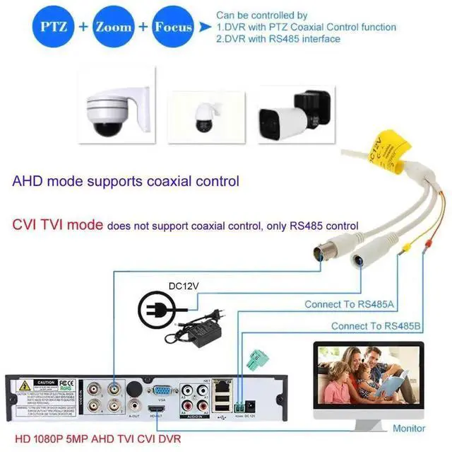 Alt view image 7 of 7 - 5MP HD 4 in1 30X Zoom AHD/TVI /CVI/CVBS Outdoor CCTV PTZ Speed Dome Camera CMOS