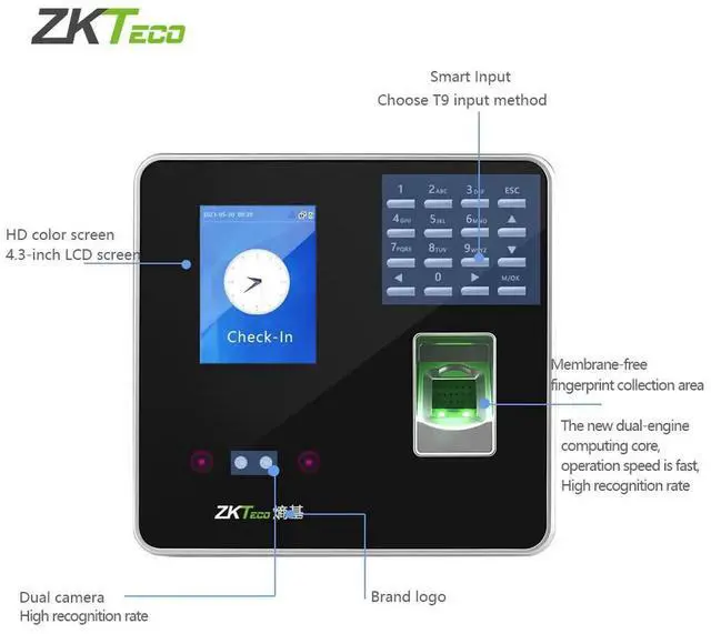 Alt view image 6 of 7 - ZKTeco FA200 Face Fingerprint Time Attendance Door Access Control Free Software