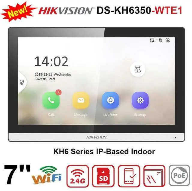 Main image of Hi,kvi,sion DS-KH6350-WTE1 Indoor Station Monitor 2-Way Talk PoE IP Video Intercom