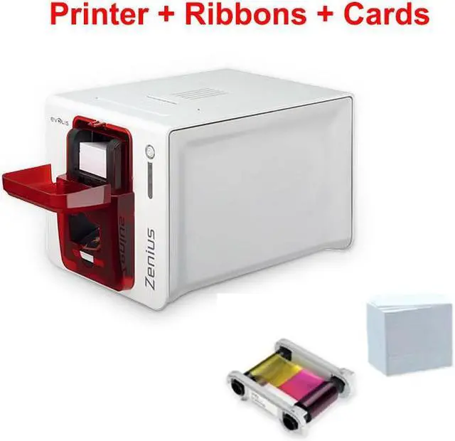 Main image of Evolis Zenius Single Sided ID Printer with ID Software with R5F008S134 Ribbon and PVC Printed White Card