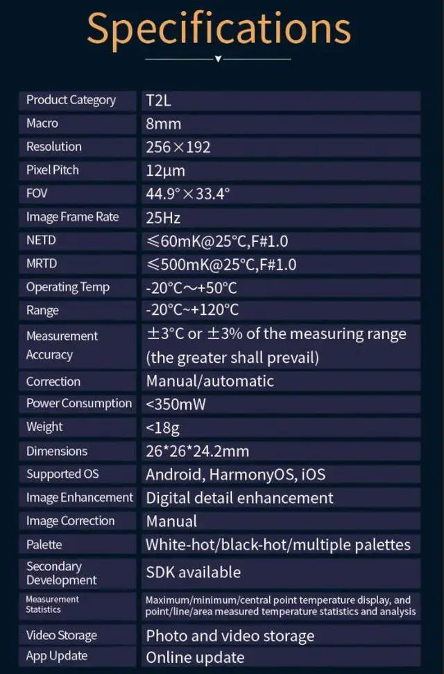 Alt view image 7 of 7 - InfiRay Thermal Imaging Camera T2L PCB Circuit Troubleshooting Tool Thermometer Mobile Thermal Imaging Camera for Apple 15 iPhone iOS (Grip Mount Not Included)