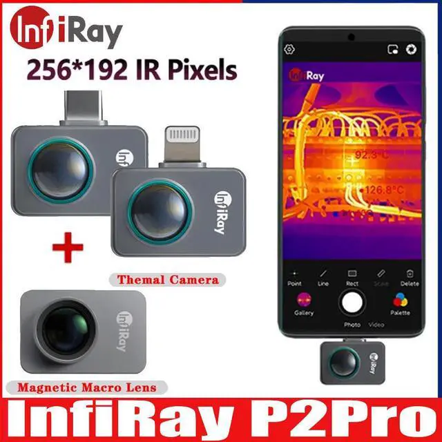 Alt view image 2 of 7 - InfiRay P2 Pro Thermal Imager PCB Circuit Industrial Heating Test Night Vision 256X192 For Android Phone Type-C,With macro lens